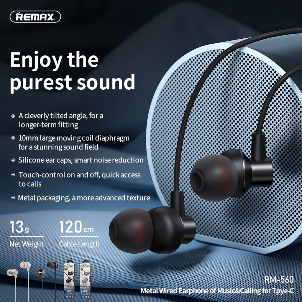 Remax Type-C Metal Wired Earphone RM-560