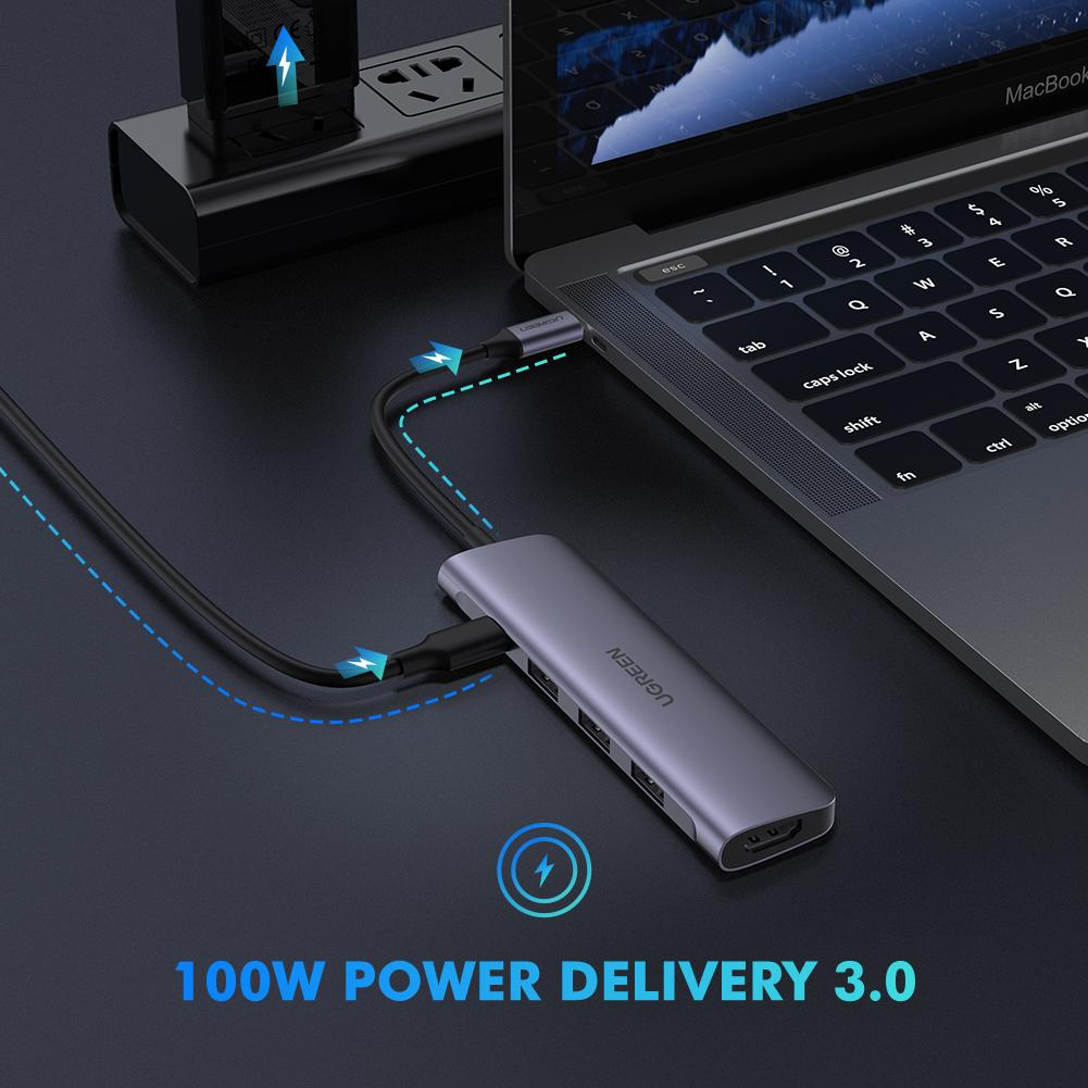 UGreen Type-C to HDMI+3xUSB3.0+PD Power Connector 