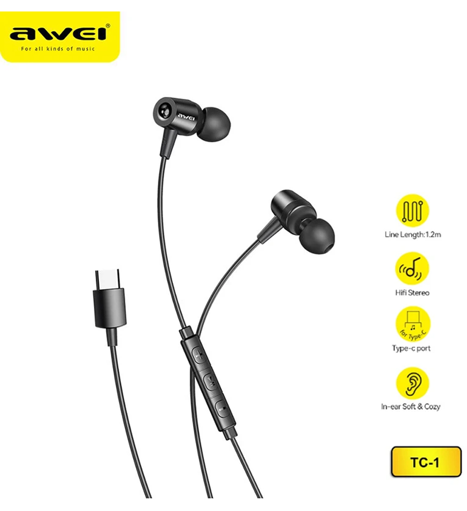 Awei wired earphone TC-1
