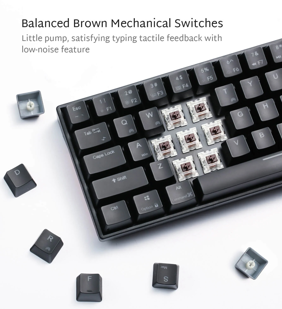 Royal Kludge RK71 Tri-Modes Mechanical Keyboard (Brown Switch)