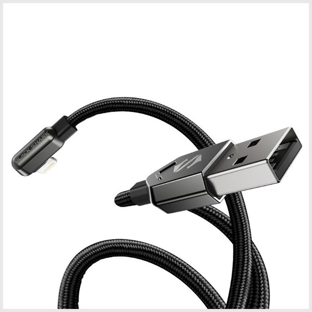 Black Shark Right-Angle Lightning to USB-A Cable