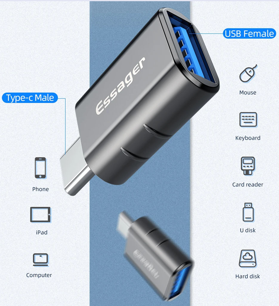 ESSAGER OTG USB3.0 to Type-C Adapter Roray