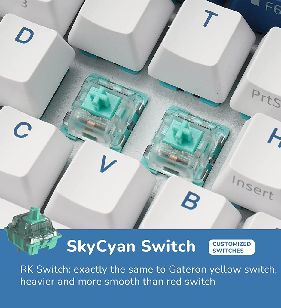 Royal Kludge RK61Plus Tri-Modes Mechanical Keyboard (Sky Cyan Switch)
