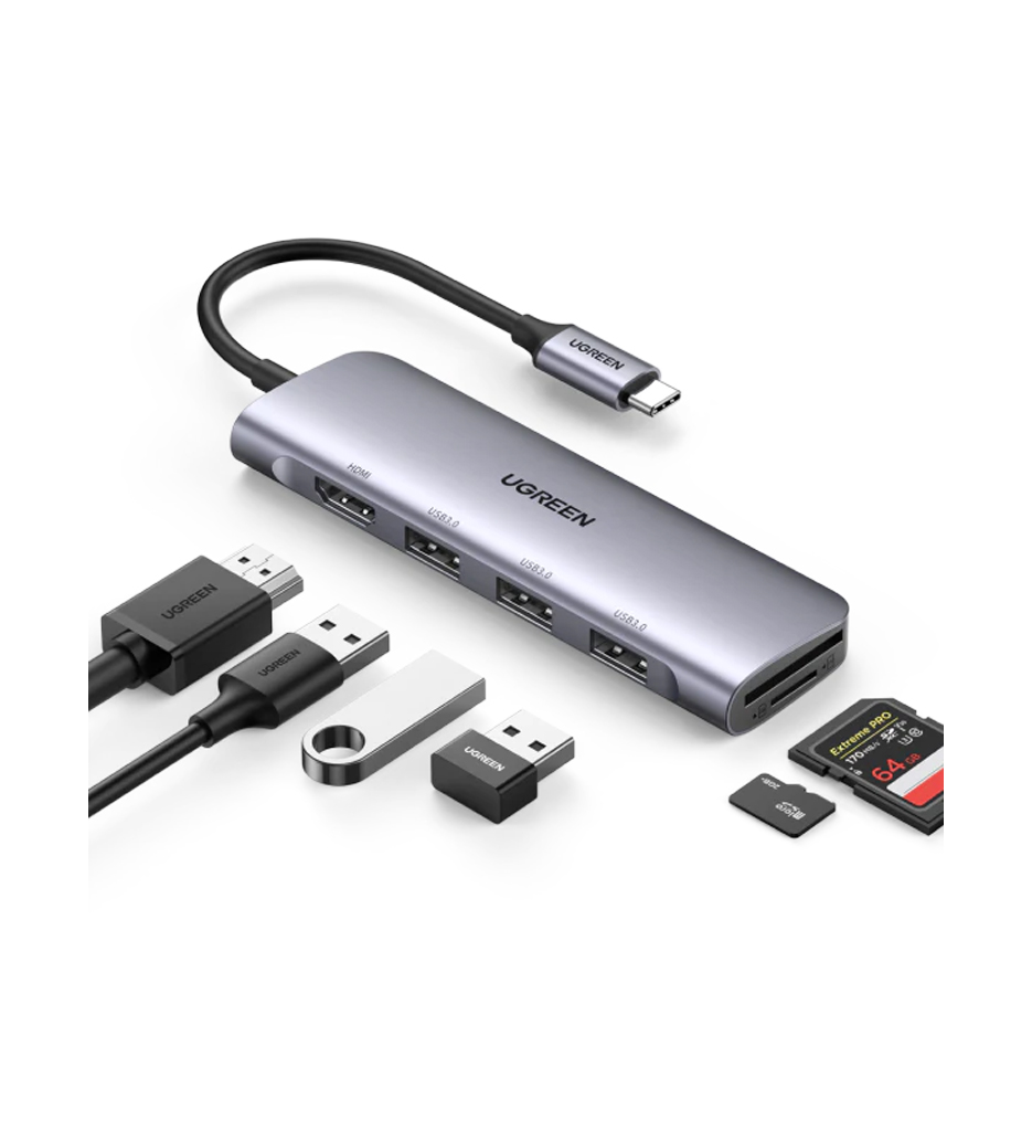 UGreen USB-C Hub (2*USB3.0+HDMI+TF+PD) (CM195)