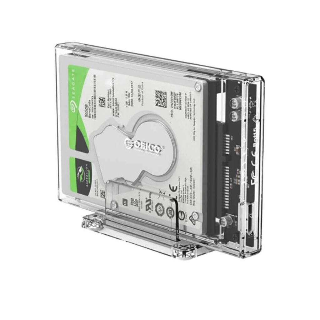 Orico 2.5&quot; Transparent USB3.0 Micro-B HDD Enclosure with Stand (2159U3-CR)