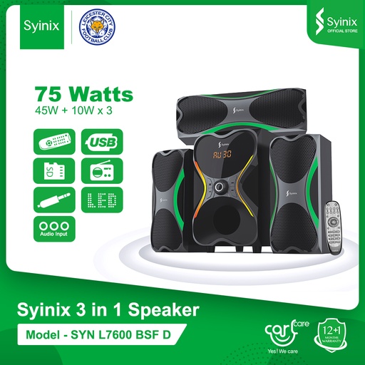 [4895180760334] Syinix Speaker SYN-L7600BSF (3.1) (75W)