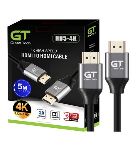 [8888882046055] Green Tech HDMI to HDMI Cable HD5-4K 5m